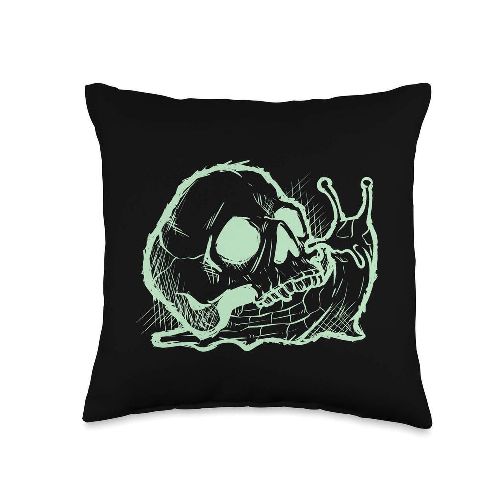 1512 Occult Goth Gothic Emo Dark Creepy Skull Snail Witchcraft Throw Pillow
